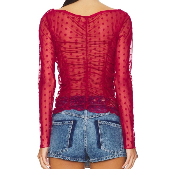 FREE‎ PEOPLE Red Sheer Top NWT - Picture 4 of 6